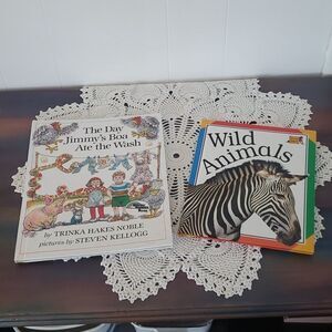 2 Vintage Children's Books "The Day Jimmy's Boa Ate the Wash" & "Wild Animals"